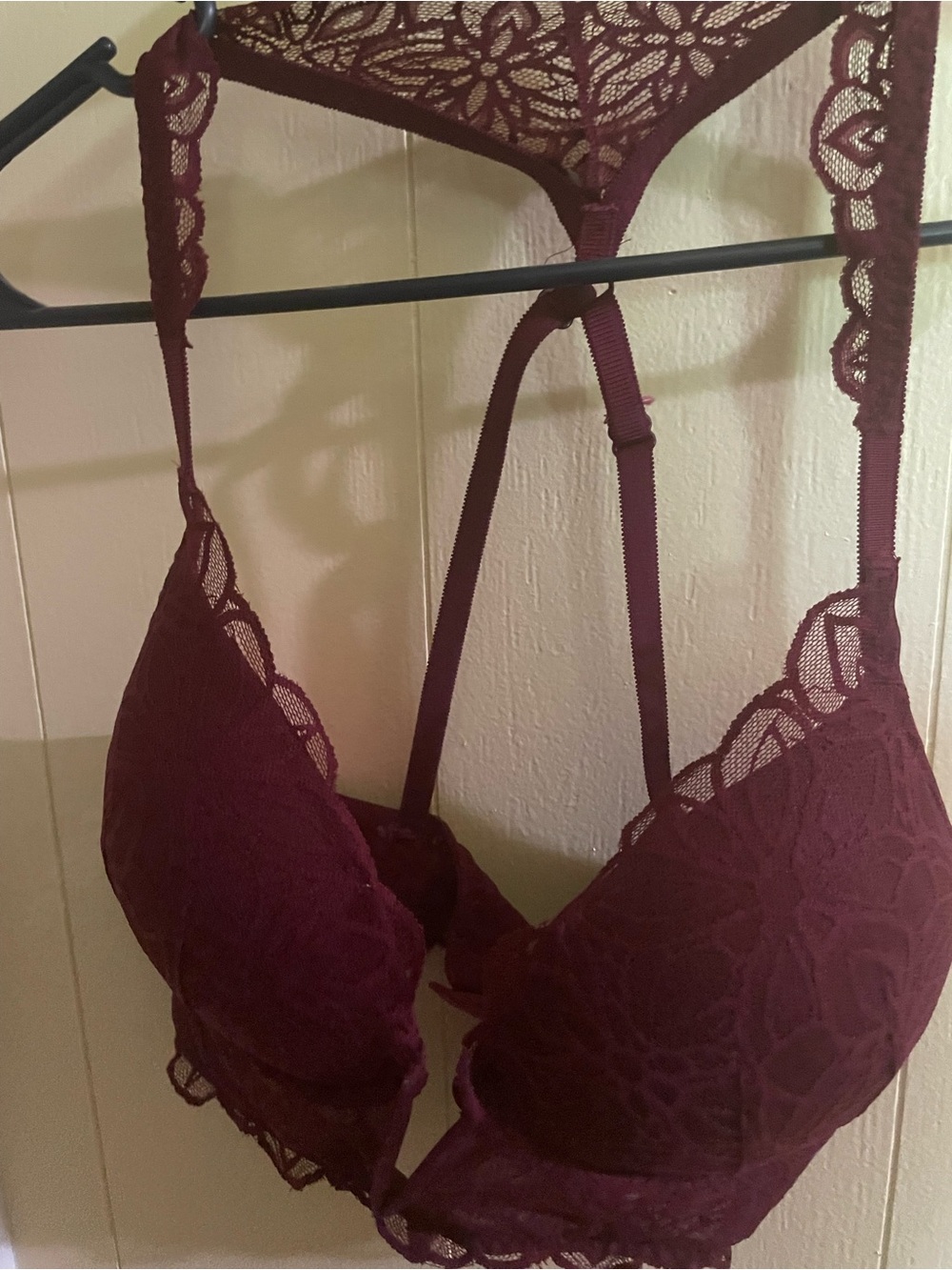 PINK Victoria's Secret Lace Push-Up Bra in Burgundy